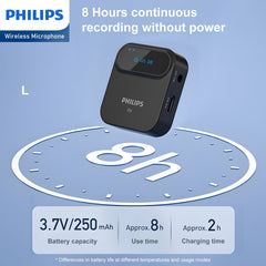 Philips 2.4 GHz Wireless Microphone, 360° Sound Collecting, Pin Microphone DLM3538C  with Charging Case