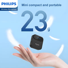 Philips 2.4 GHz Wireless Microphone, 360° Sound Collecting, Pin Microphone DLM3538C  with Charging Case