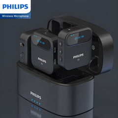 Philips 2.4 GHz Wireless Microphone, 360° Sound Collecting, Pin Microphone DLM3538C  with Charging Case