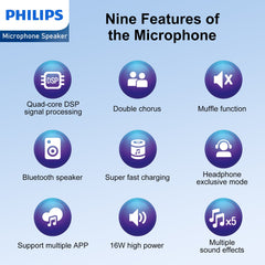 Philips Wireless Bluetooth Microphone For Karaoke / Speaker Handheld Mic Blue DLM9318CB