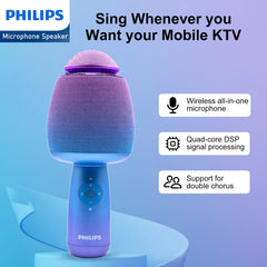 Philips Wireless Bluetooth Microphone For Karaoke / Speaker Handheld Mic Blue DLM9318CU