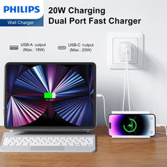 Philips 20W Power Adapter Wall Charger with 1.25m USB-C to USB-C Cable DLP4342C