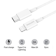 Philips Accessories USB-C to Lightning Charging Cable 1.25m. (White) DLC4576L