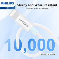 Philips Accessories USB-C to Lightning Charging Cable 1.25m. (White) DLC4576L