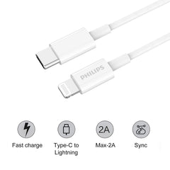 Philips Accessories USB-C to Lightning Charging Cable 2m. (White) DLC4578L