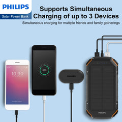 Philips 10000mAh Portable Solar Power Bank Supports Fast Charging of Multiple Devices DLP7725N