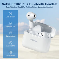 Nokia Wireless Earbuds, Bluetooth 5.3 Earphones White E3102Plus