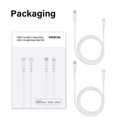 Nokia Essential Charging Cable E8100 Combo (1m) - MFI Lightning & Type-C