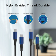 Nokia Pro Cable P8200 Combo (Blue) - Lightning & Type-C