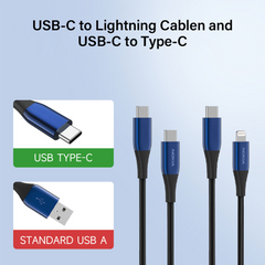 Nokia Pro Cable P8200 Combo (Blue) - Lightning & Type-C