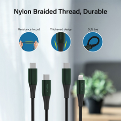 Nokia Pro Cable P8200 Combo (Green) - MFI Lightning & Type-C