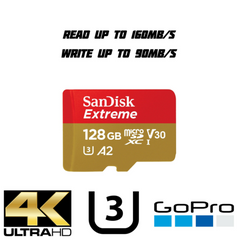 SanDisk Extreme 128GB Micro SD SDXC 160MB/s A2 V30 C10 Action Camera Memory Card