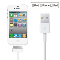 USB Data Charger Cable for Apple iPhone 4S 4 3GS iPod Touch iPad 2 3 Sync Cord (White)