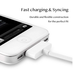 USB Data Charger Cable for Apple iPhone 4S 4 3GS iPod Touch iPad 2 3 Sync Cord (White)