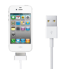 USB Data Charger Cable for Apple iPhone 4S 4 3GS iPod Touch iPad 2 3 Sync Cord (White)